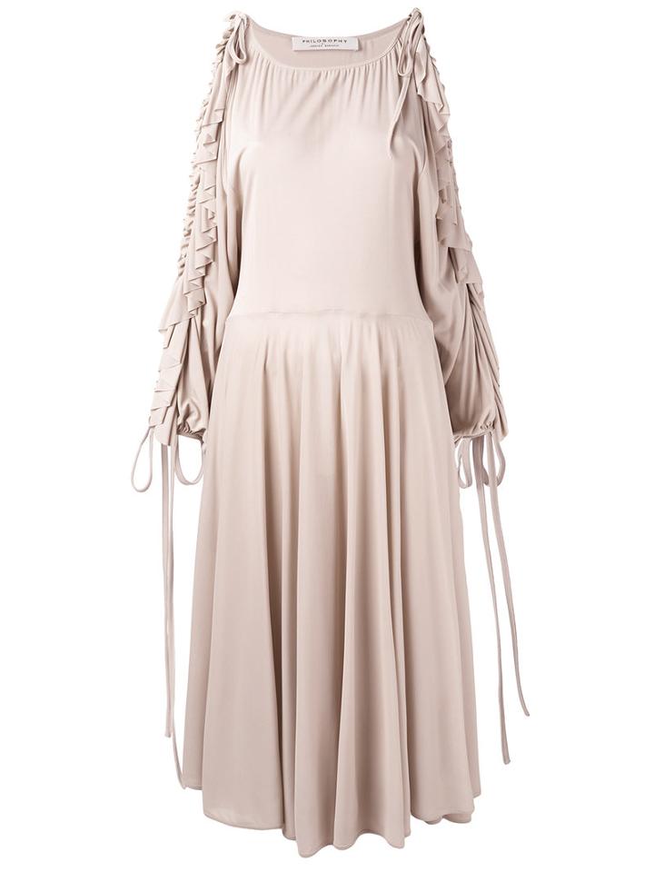Philosophy Di Lorenzo Serafini - Open Sleeve Midi Dress - Women - Viscose - 40, Nude/neutrals, Viscose