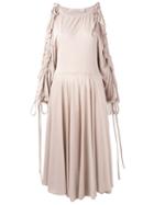 Philosophy Di Lorenzo Serafini - Open Sleeve Midi Dress - Women - Viscose - 40, Nude/neutrals, Viscose
