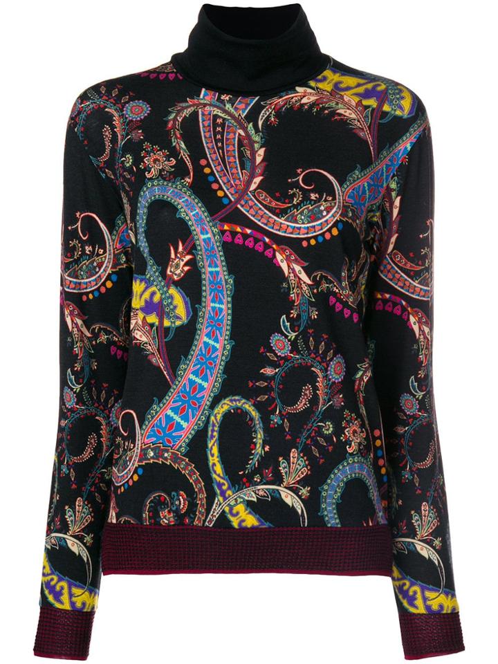 Etro Paisley Roll Neck Sweater - Black