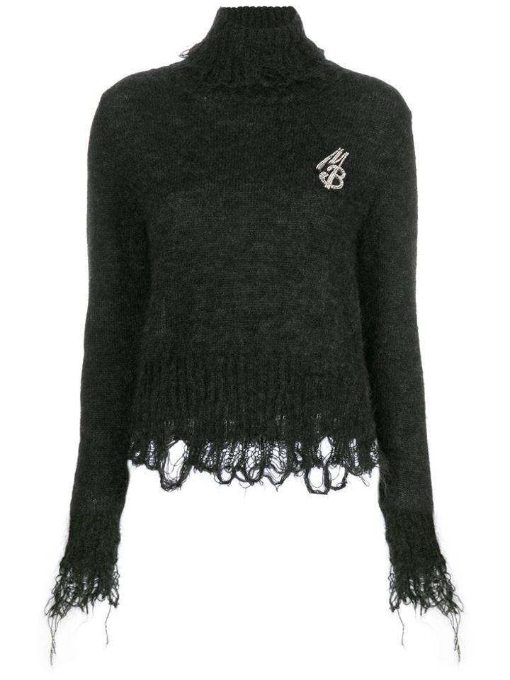 Marco Bologna Frayed Hem Jumper - Black