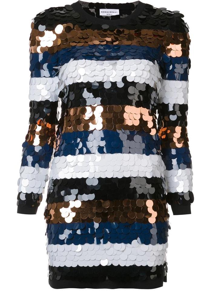 Sonia Rykiel Sequined Mini Dress, Women's, Size: Xs, Black, Virgin Wool/pvc