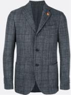 Lardini Woven Grid Blazer, Men's, Size: 52, Grey, Nylon/polyester/wool