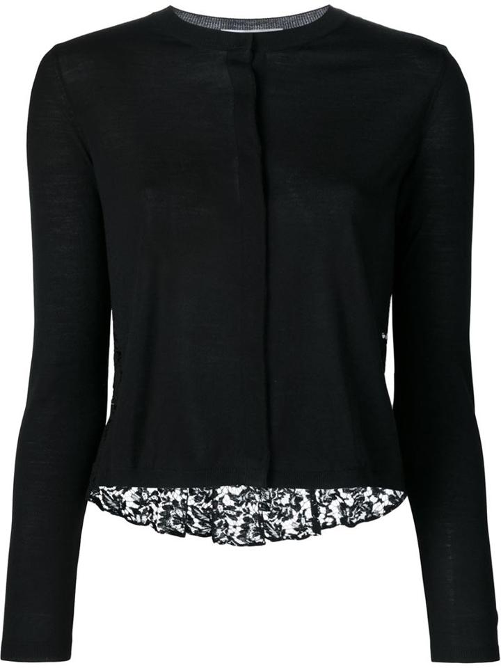 Valentino Lace Back Cardigan, Women's, Size: Large, Black, Cotton/polyamide/viscose/wool