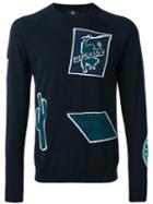Ps By Paul Smith - Patterned Crew Neck Jumper - Men - Cotton - M, Blue, Cotton