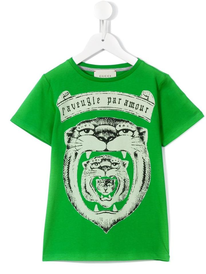 Gucci Kids Tiger Print T-shirt, Boy's, Size: 10 Yrs, Green