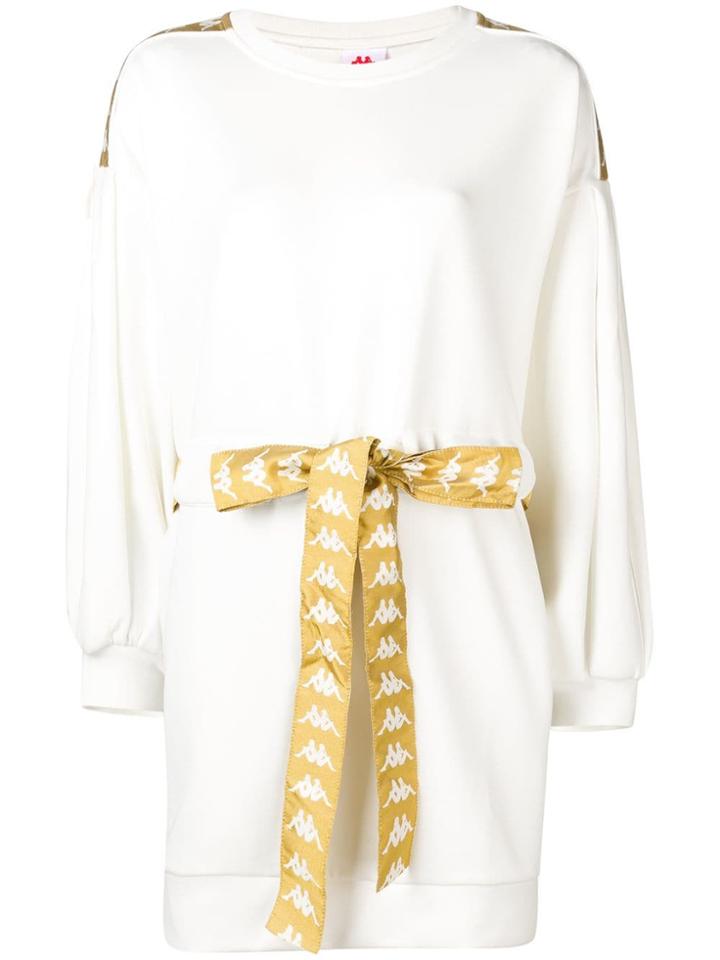 Kappa Logo Belted Sweatshirt Dress - White