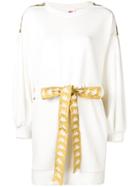 Kappa Logo Belted Sweatshirt Dress - White