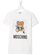 Moschino Kids Teen Hockey Bear T-shirt - White
