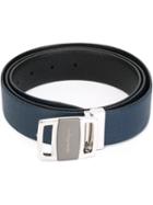 Salvatore Ferragamo Logo Plaque Belt, Men's, Size: 115, Blue, Leather