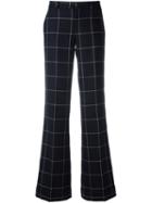 Pt01 Plaid Straight Tailored Trousers, Women's, Size: 42, Blue, Virgin Wool/spandex/elastane