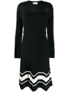 Red Valentino Contrast Trim Midi Knitted Dress - Black