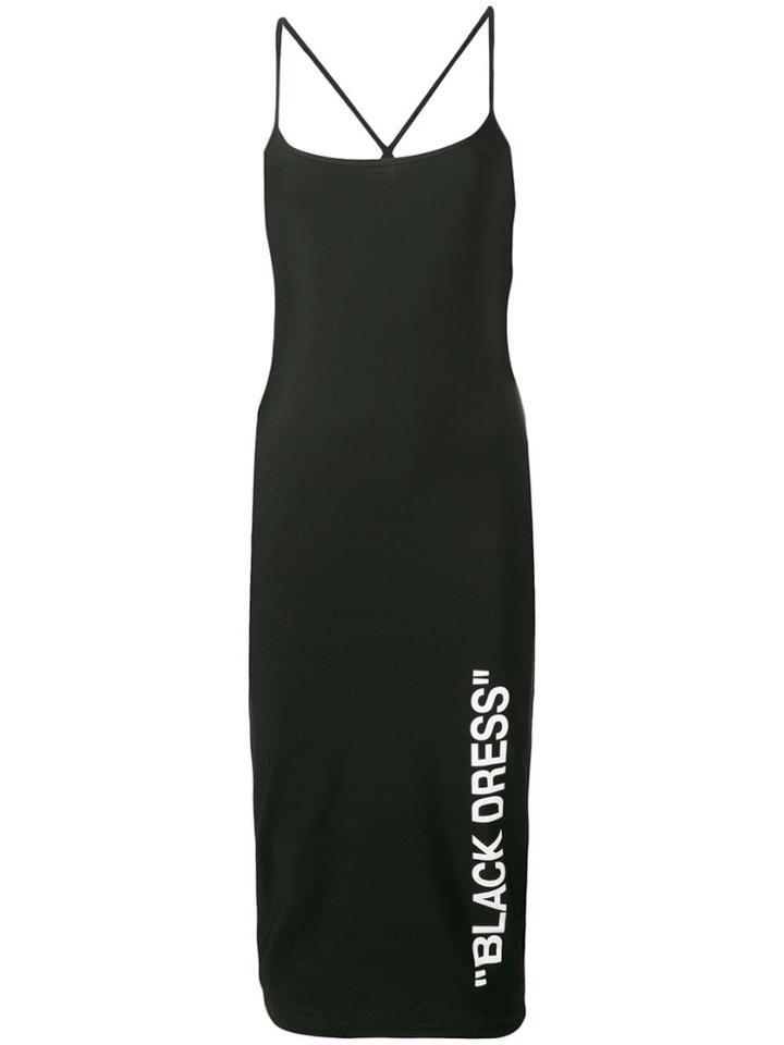 Off-white Slogan Print Midi Dress - Black