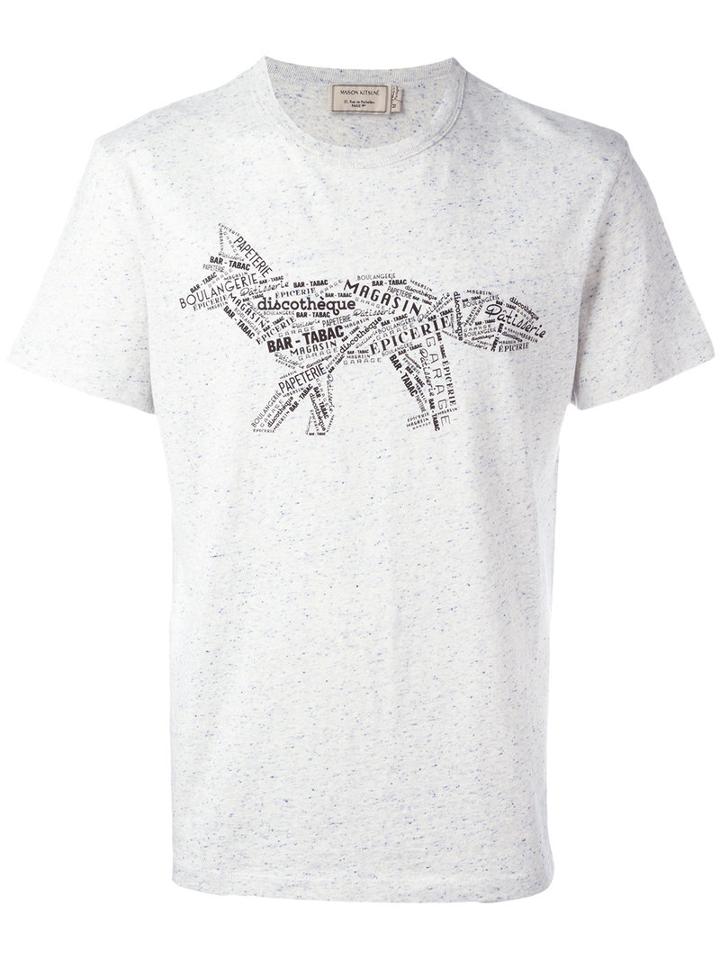 Maison Kitsuné Fox Figure T-shirt, Men's, Size: Medium, Grey, Cotton/polyester/viscose