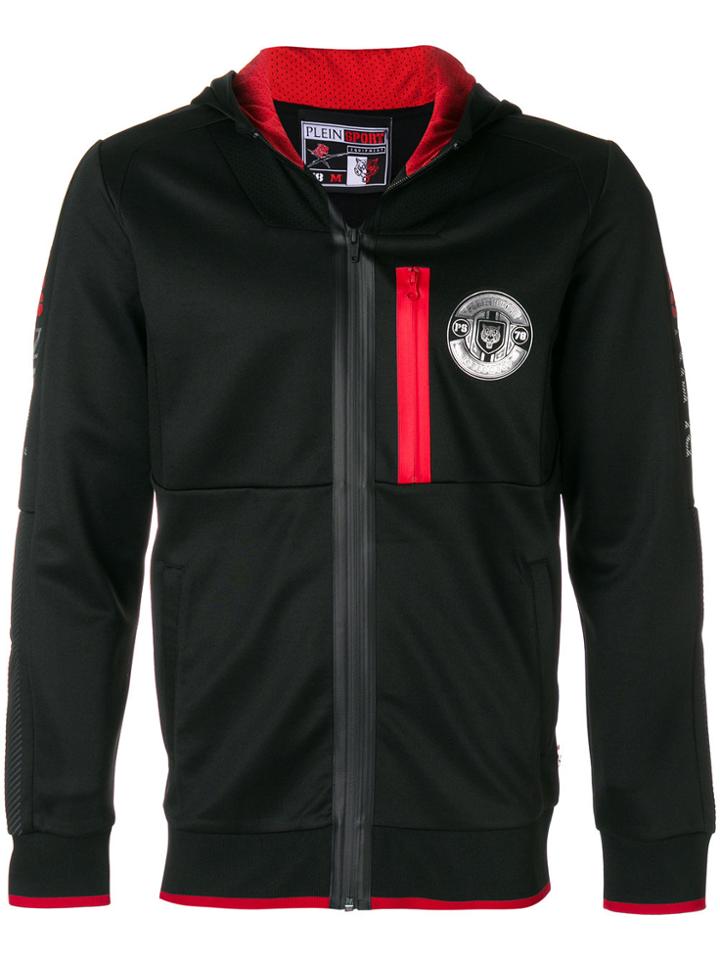 Plein Sport Zip Front Logo Hoodie - Black