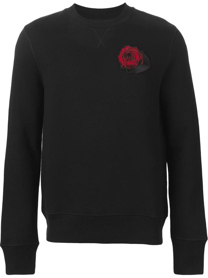 Ami Alexandre Mattiussi Embroidered Rose Sweatshirt, Men's, Size: Large, Black, Cotton
