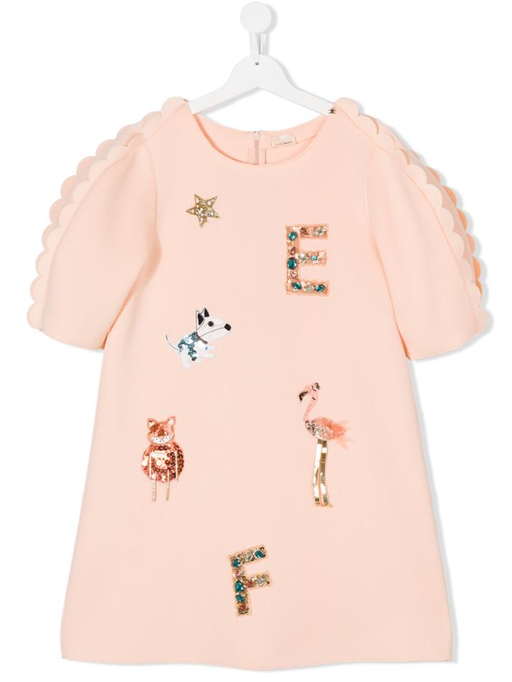 Elisabetta Franchi La Mia Bambina Sequin Embellished Dress - Yellow &