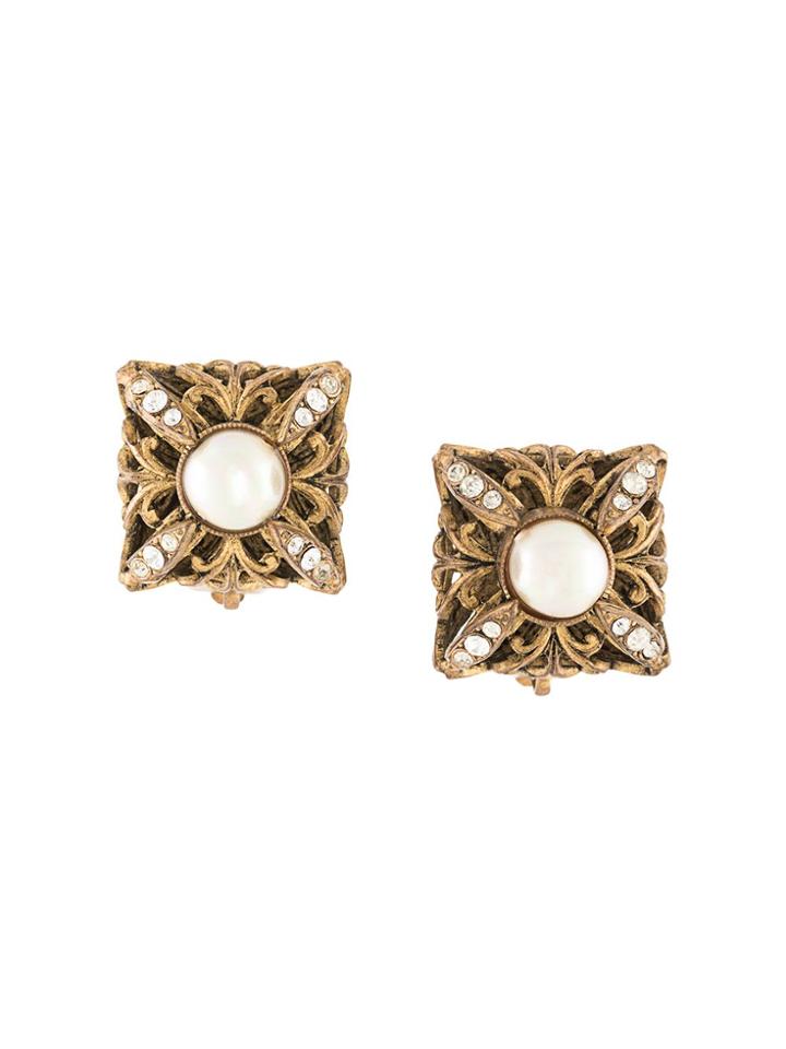 Chanel Pre-owned Baroque Style Square Earrings - Gold