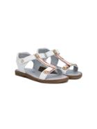 Stuart Weitzman Kids Metallic Detail T-bar Sandals - White