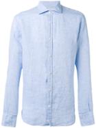 Danolis - Spread Collar Shirt - Men - Linen/flax - 39, Blue, Linen/flax