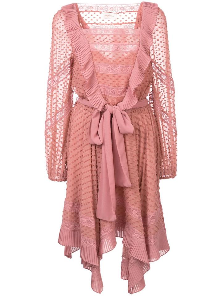 Zimmermann Embroidered Smock Dress - Pink & Purple