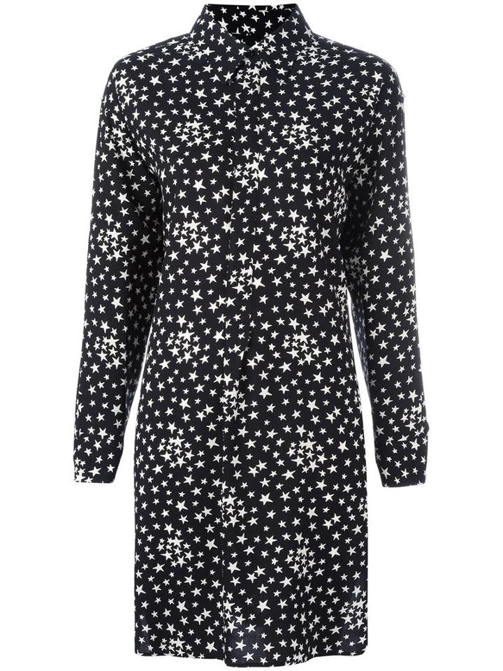 Saint Laurent Star Print Shirt Dress, Women's, Size: 38, Black, Viscose