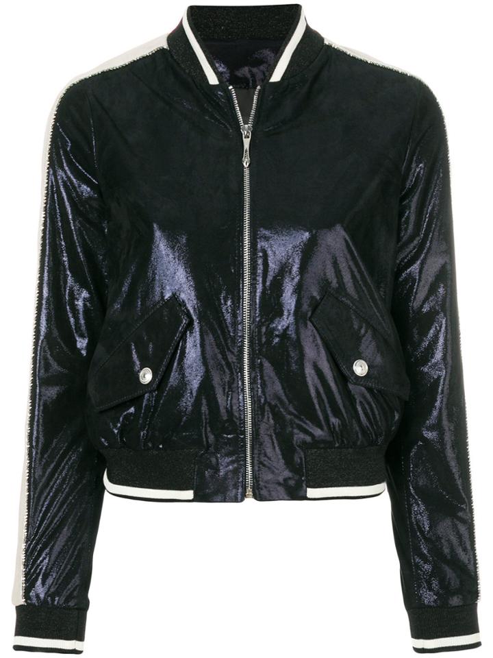 Just Cavalli Metallic Bomber Jacket - Blue