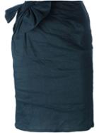 Lanvin Bow Detail Skirt, Women's, Size: 36, Blue, Linen/flax/polyamide/spandex/elastane