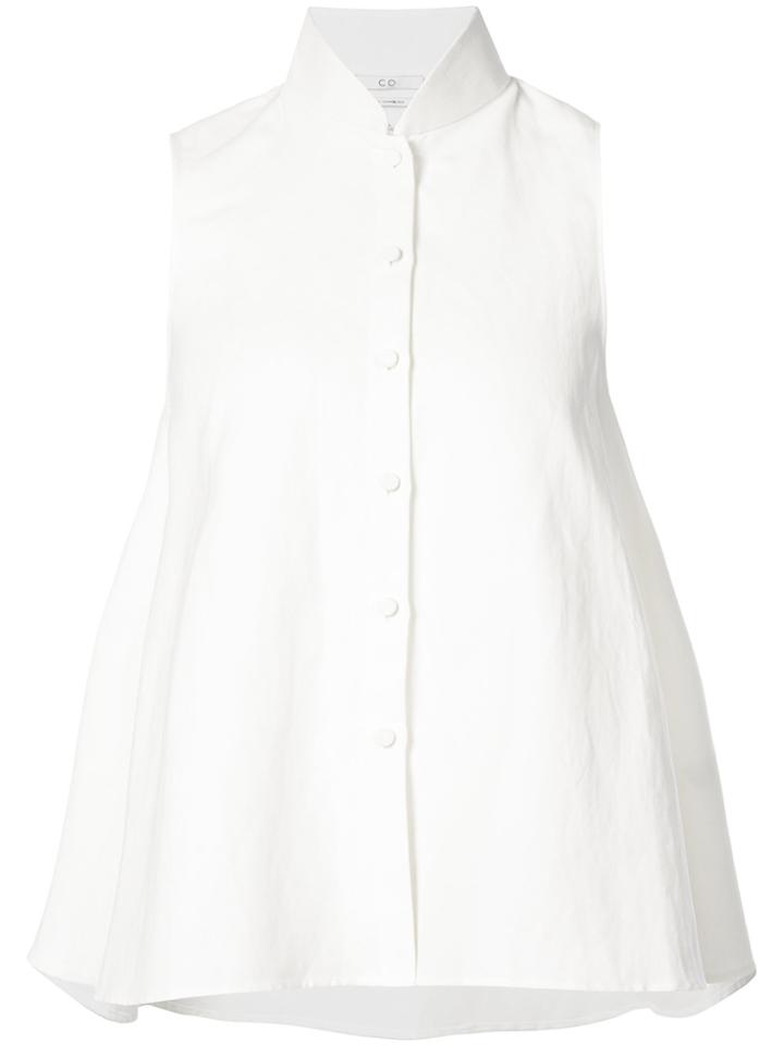 Co Sleeveless Mandarin Shirt - White