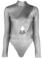 Tadashi Shoji Cut-out Body Blouse - Silver