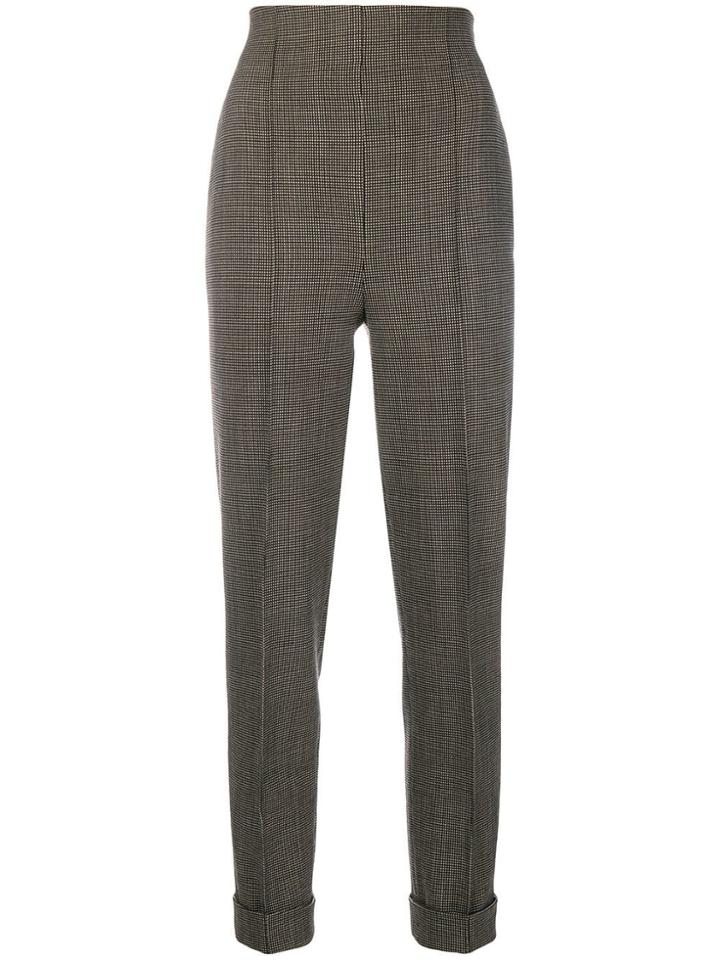 Romeo Gigli Vintage Micro-check Cropped Trousers - Brown