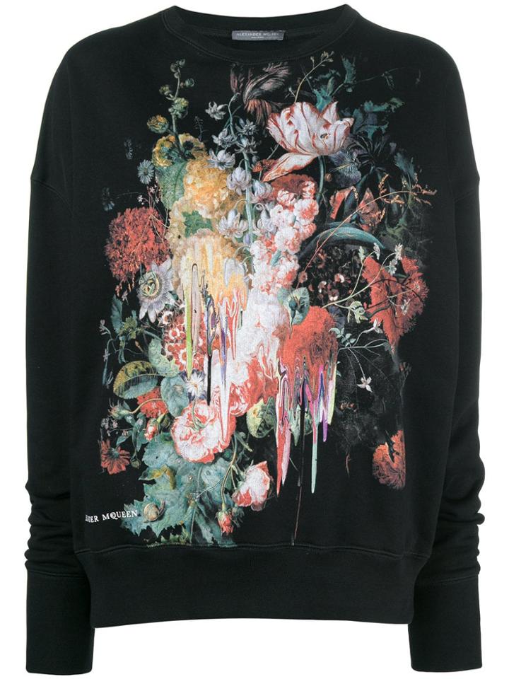 Alexander Mcqueen Floral Paint Sweatshirt - Black