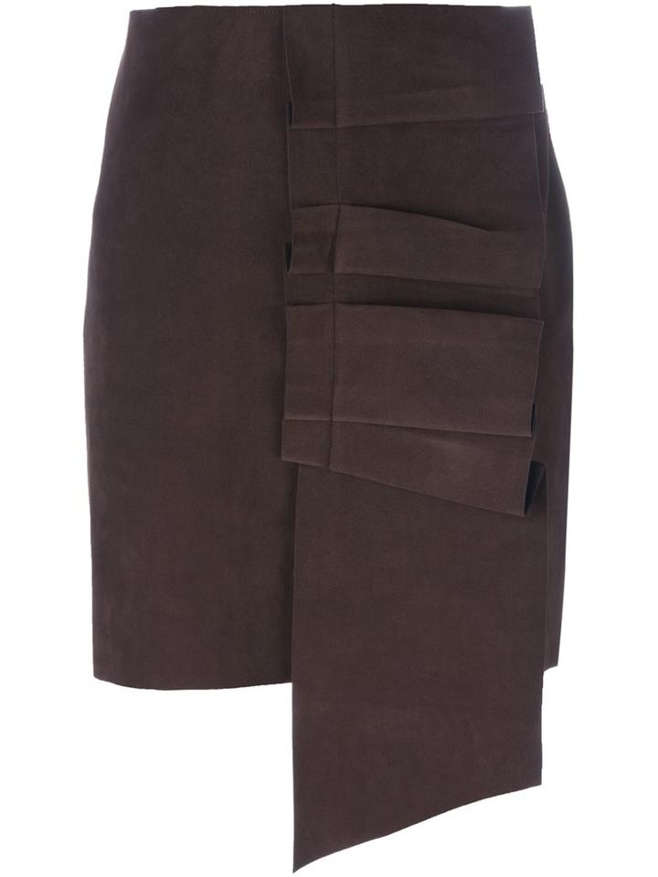 Jacquemus Ruffle Detail Skirt, Women's, Size: 38, Brown, Polyester/polyurethane