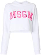 Msgm Cropped Logo Sweatshirt - White