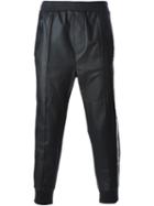 Dsquared2 Cropped Track Trousers, Men's, Size: 46, Black, Calf Leather/viscose/polyester