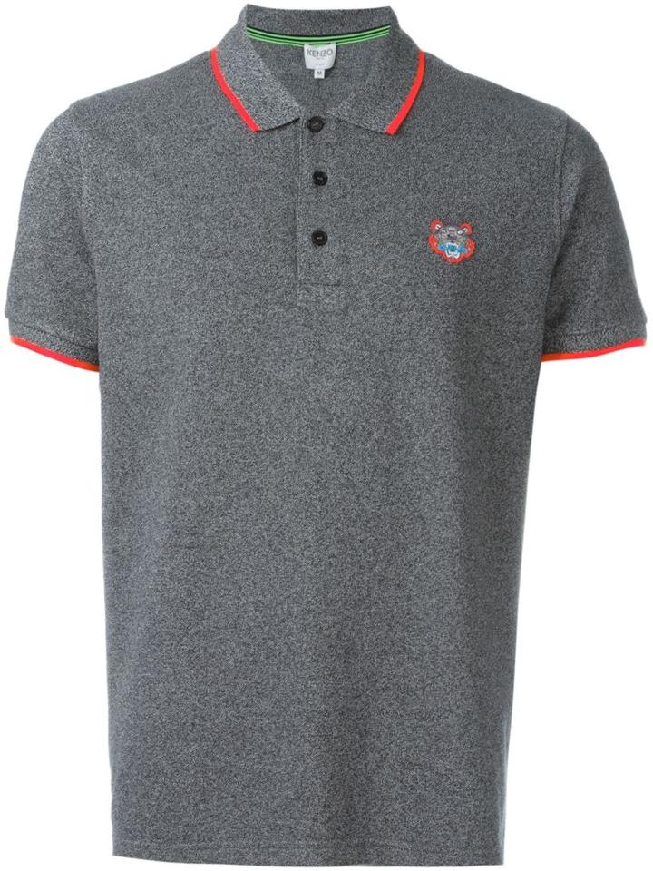 Kenzo 'mini Tiger' Polo Shirt, Men's, Size: Xs, Grey, Cotton