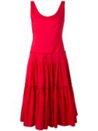 Alberta Ferretti - Sleeveless Mid-length Dress - Women - Cotton - 42, Red, Cotton
