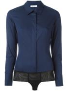 Dondup - Shirt Bodysuit - Women - Cotton/spandex/elastane - 40, Blue, Cotton/spandex/elastane