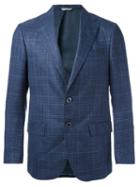 Fashion Clinic Timeless Plaid Blazer, Men's, Size: 48, Blue, Silk/linen/flax/viscose/virgin Wool