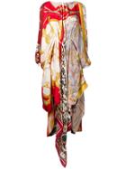 Marine Serre Asymmetric Printed Scarf Dress - Red