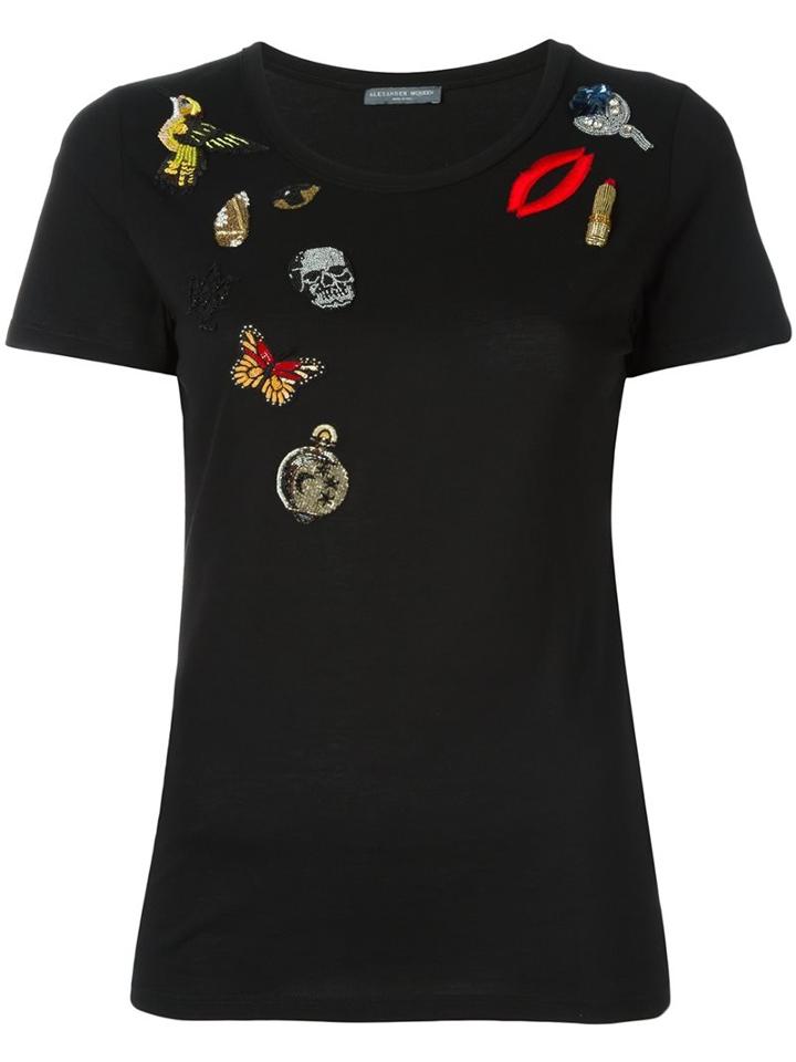 Alexander Mcqueen 'obsession' T-shirt, Women's, Size: 42, Black, Cotton/polyester/plastic/metal