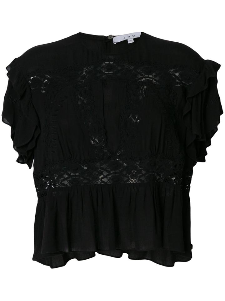 Iro Crochet Trimmed Short Sleeved Blouse - Black