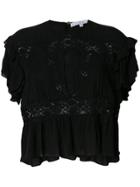 Iro Crochet Trimmed Short Sleeved Blouse - Black