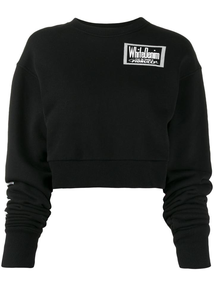 Fiorucci Graphic Print Cropped Sweatshirt - Black