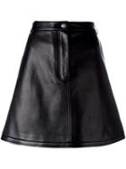 Carven Mini A-line Skirt, Women's, Size: 36, Black, Lamb Skin/acetate/viscose
