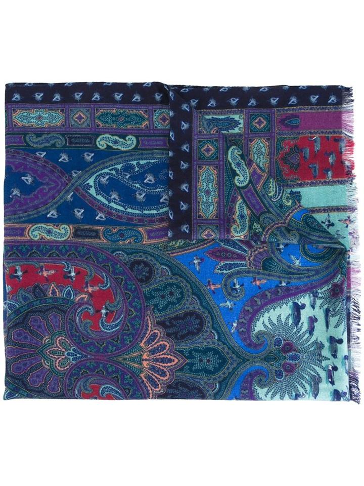 Etro 'dhely' Scarf, Women's, Blue, Silk/cashmere