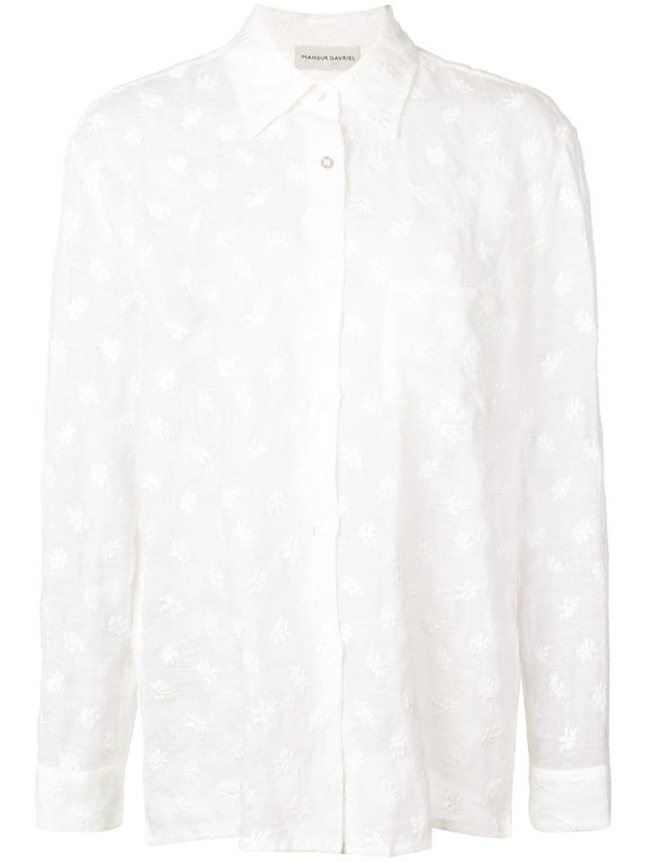 Mansur Gavriel Floral Embroidered Shirt - White