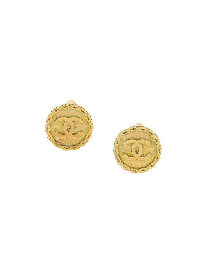 Chanel Vintage Collectable Logo Earrings, Women's, Metallic