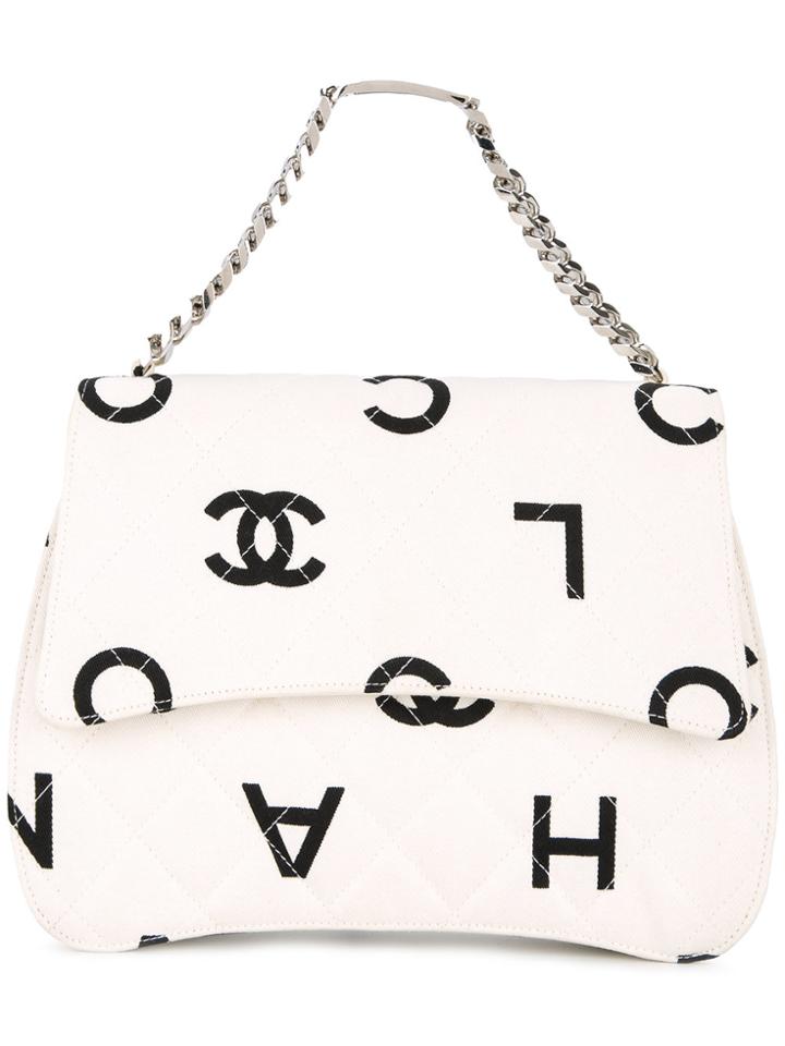 Chanel Vintage Logo Late Chain Handbag - White