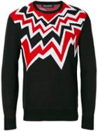 Neil Barrett - Embroidered Pattern Sweater - Men - Merino - L, Black, Merino