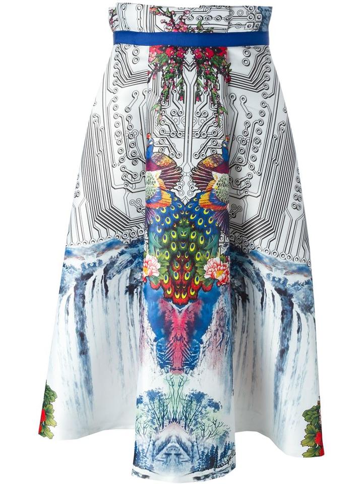 Piccione. Piccione Peacock Print Skirt